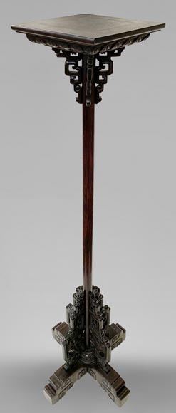 Japanese stand made of blackened wood, late 19th century-0