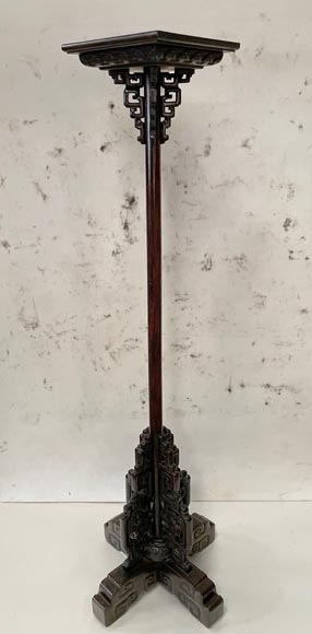 Japanese stand made of blackened wood, late 19th century-2