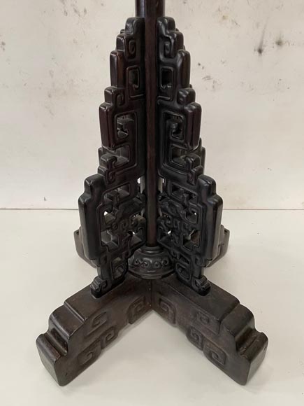 Japanese stand made of blackened wood, late 19th century-8