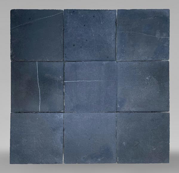 Large 280m² set of black stone tiles from Soignies, 19th century-3