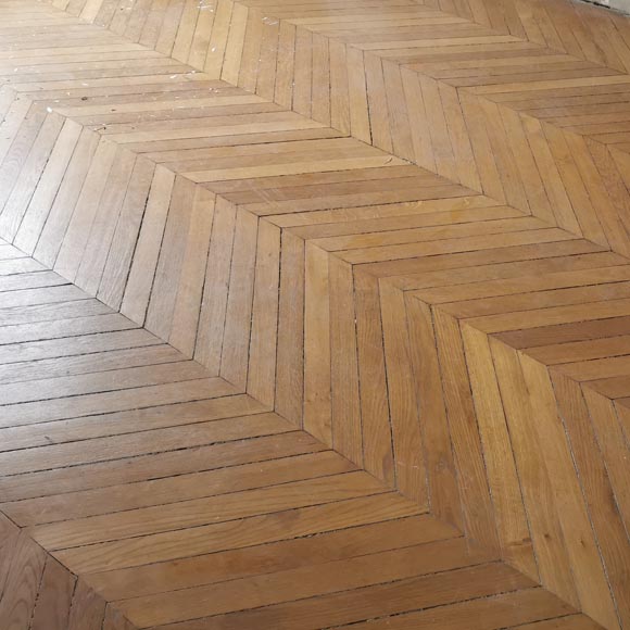 Lot of 10 m² of antique Point de Hongrie oak parquet flooring-0