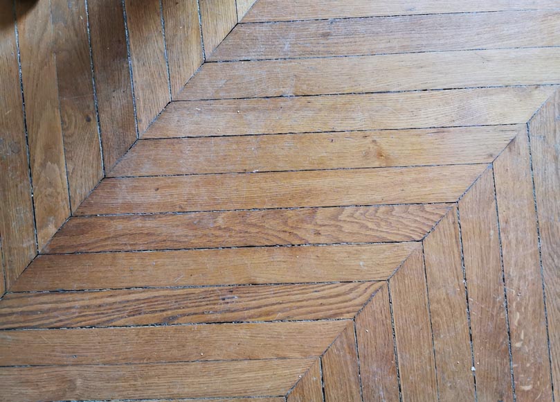Lot of 10 m² of antique Point de Hongrie oak parquet flooring-1