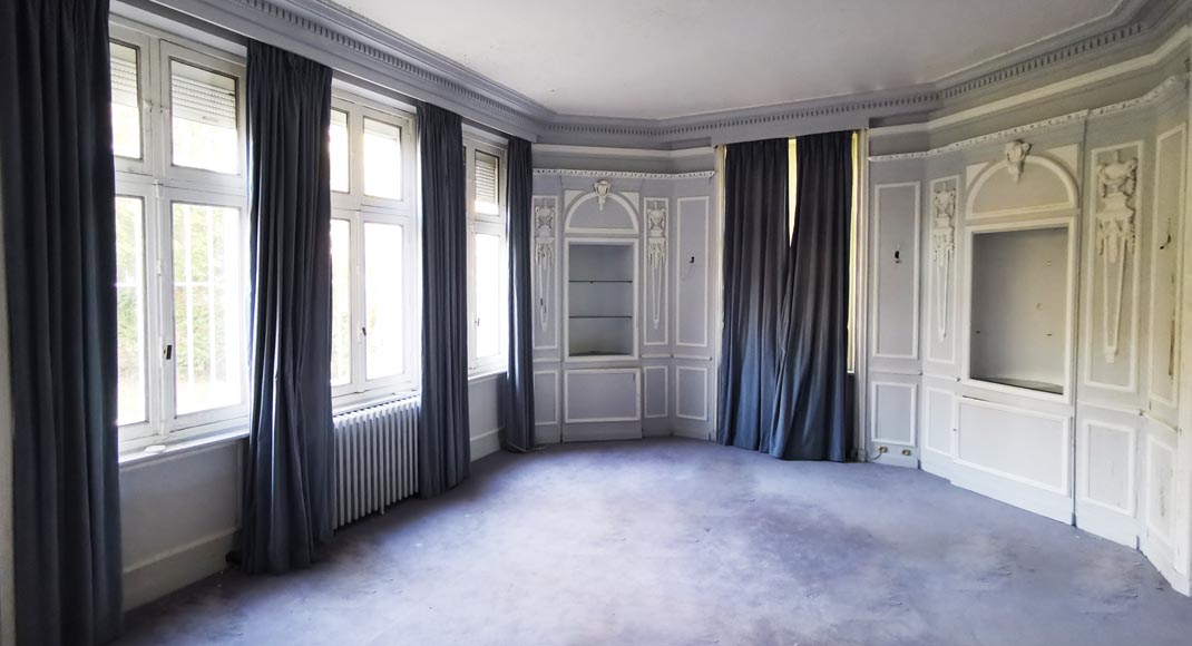 Beautiful pine tree paneled room with a Neo-classical decor, Louis XVI period and after-2