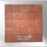Lot of 11m2 of antique square terracotta tiles from Montchanin in France, end of the 19th century