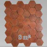 Batch of 8 m² of antique hexagonal terracotta tiles, 19th century