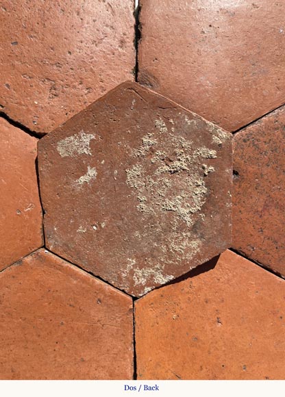 Lot of around 10.5 m² of antique hexagonal terracotta tiles, 19th century-3