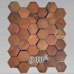 Batch of 9 m² of antique hexagonal terracotta tiles, 19th century