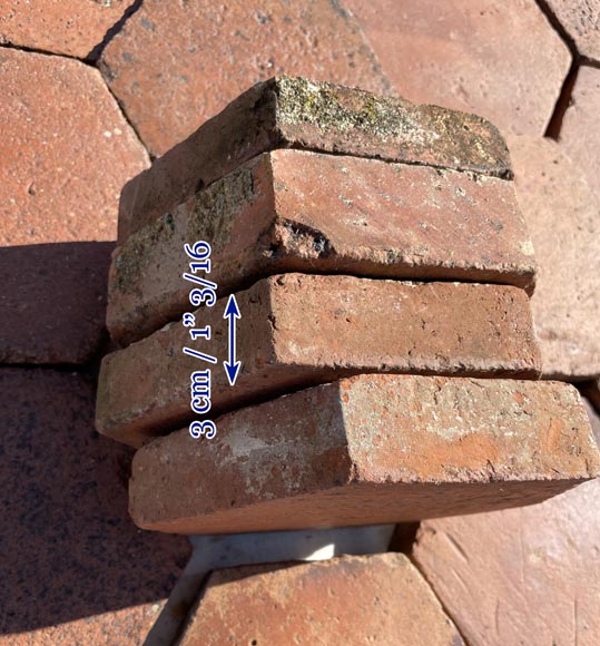 Batch of 9 m² of antique hexagonal terracotta tiles, 19th century-3