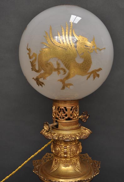 Ferdinand BARBEDIENNE (1810 – 1892) (Attrib.) Pair of cloisonne enameled Chinese lamps-3