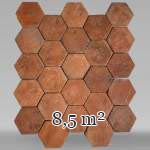 Lot of 8.5 m² of antique hexagonal terracotta tiles from the Tuileries de Perrusson, Charente, end of the 19th century