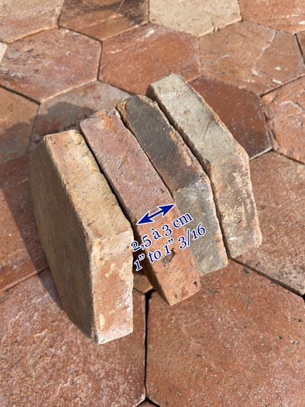 Lot of 6 m² of antique hexagonal terracotta tiles, 19th century-3