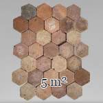 Lot of around 5 m² of antique hexagonal terracotta tiles, 19th century