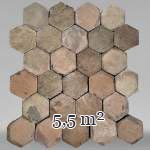 Batch of 6 m² of antique hexagonal terracotta tiles, 19th century