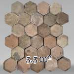 Batch of 6 m² of antique hexagonal terracotta tiles, 19th century