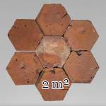 Batch of 2 m² of antique hexagonal terracotta tiles, 19th century