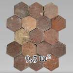 Batch of 9,5 m² of antique hexagonal terracotta tiles, 19th century