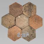Batch of 6 m² of antique hexagonal terracotta tiles, 19th century
