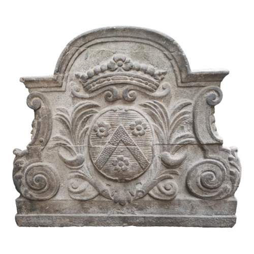 Cast iron fireback with Le Clerc coat-of-armes, 18th century