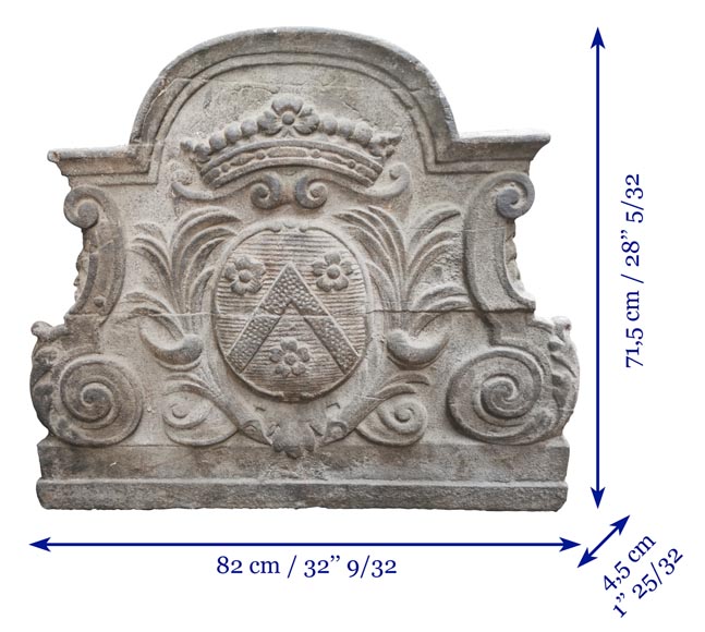 Cast iron fireback with Le Clerc coat-of-armes, 18th century-7