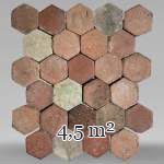 Lot of 4.5 m² of antique hexagonal terracotta tiles, 19th century