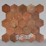 Lot of 9.5 m² of antique hexagonal terracotta tiles, 19th century