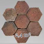 Batch of 2.4 m² of small antique hexagonal terracotta tiles, 19th century