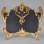 BOUHON Frères (attr. to), Gilt bronze firescreen adorned with espagnolettes, late 19th century