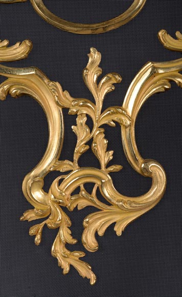 BOUHON Frères (attr. to), Gilt bronze firescreen adorned with espagnolettes, late 19th century-3