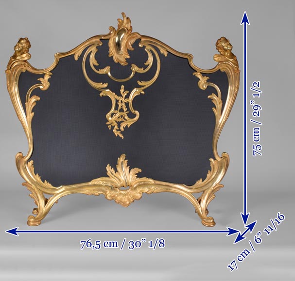 BOUHON Frères (attr. to), Gilt bronze firescreen adorned with espagnolettes, late 19th century-10
