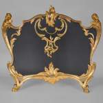 BOUHON Frères (attr. to), Gilt bronze firescreen adorned with espagnolettes, late 19th century