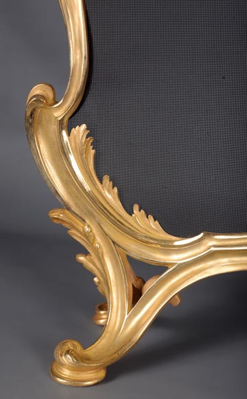 BOUHON Frères (attr. to), Gilt bronze firescreen adorned with espagnolettes, late 19th century-6