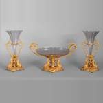 CRISTALLERIE DE CLICHY (attribuée à), Three-pieces crystal and gilt bronze garniture, second half of the 19th century