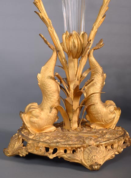 CRISTALLERIE DE CLICHY (attribuée à), Three-pieces crystal and gilt bronze garniture, second half of the 19th century-5