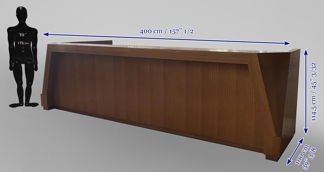 Important reception counter covering of veneer, second half of the 20th century-6