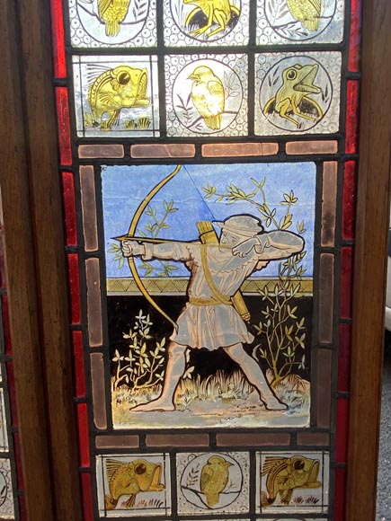 JOHN MOYR SMITH FOR COX & SONS (attributed to), A rare and exceptional stained glass fire screen, circa 1875-2