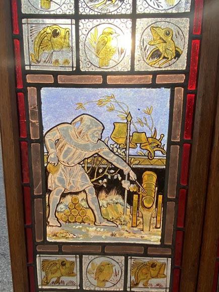 JOHN MOYR SMITH FOR COX & SONS (attributed to), A rare and exceptional stained glass fire screen, circa 1875-7