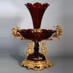 CRISTALLERIE DE CLICHY (attributed to)Large ruby crystal coupe, mounted in gilt bronze, circa 1878