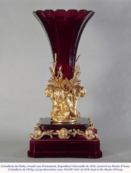 CRISTALLERIE DE CLICHY (attributed to)Large ruby crystal coupe, mounted in gilt bronze, circa 1878-1