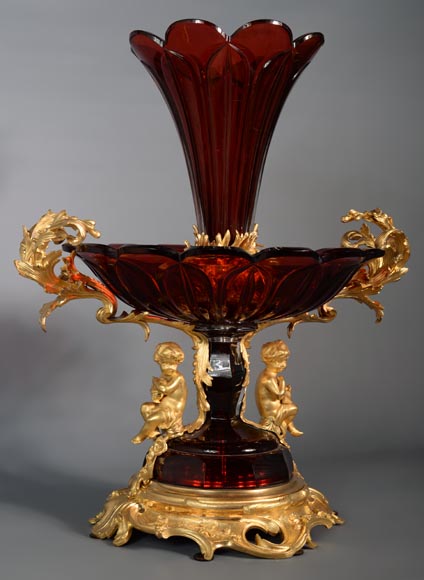 CRISTALLERIE DE CLICHY (attributed to)Large ruby crystal coupe, mounted in gilt bronze, circa 1878-3