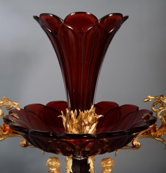 CRISTALLERIE DE CLICHY (attributed to)Large ruby crystal coupe, mounted in gilt bronze, circa 1878-6