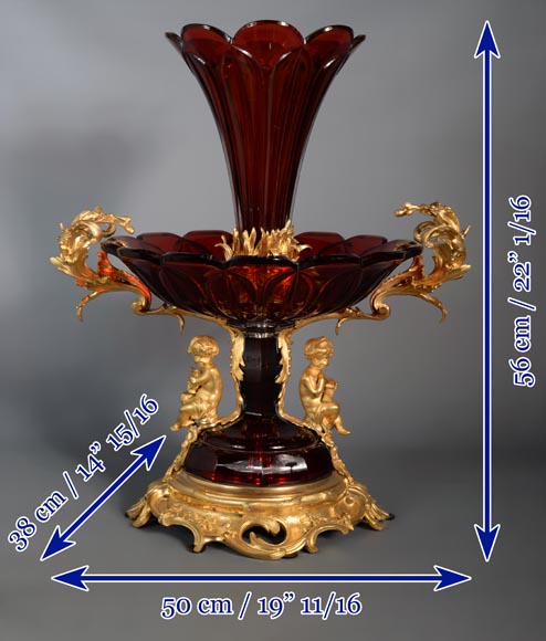 CRISTALLERIE DE CLICHY (attributed to)Large ruby crystal coupe, mounted in gilt bronze, circa 1878-13