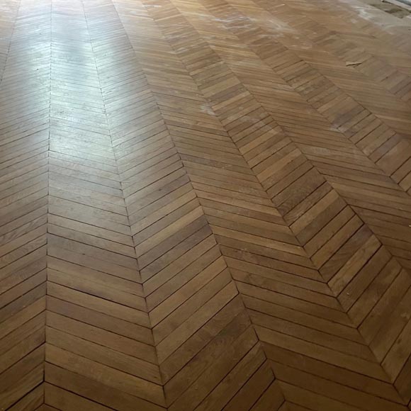 Lot of 13 m² of antique Point de Hongrie oak parquet flooring-0