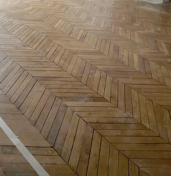 Lot of 13 m² of antique Point de Hongrie oak parquet flooring-1