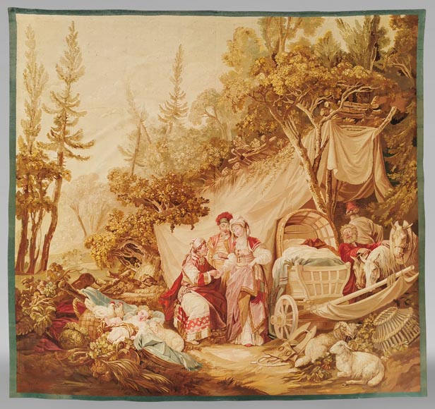 CHOCQUEEL HOUSE, Aubusson tapestry «The fortune teller» or «the bohemian» from a model by J.B. Leprince, Late 1860s -0