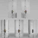 Lot of five doubles doors with espagnolettes and beautiful metal hinges