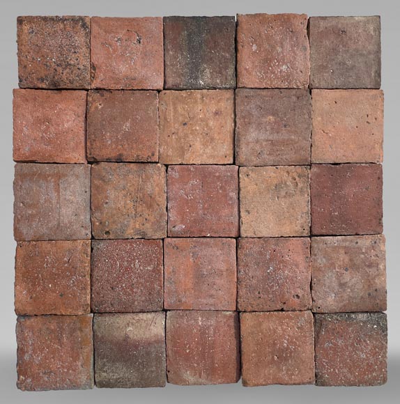 Set of around 19 m² of terracotta floor tiles in square shape-0