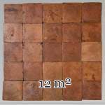 Batch of around 12 m² of terracotta floor tiles in square shape