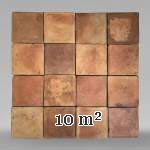 Set of 10 m² of terracotta floor tiles in square shape