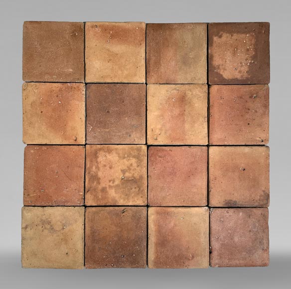 Set of 10 m² of terracotta floor tiles in square shape-0