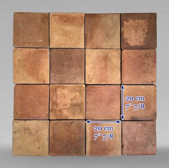 Set of 10 m² of terracotta floor tiles in square shape-5